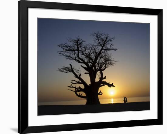 Baobab Tree and Couple Walking, Sine Saloum Delta, Senegal, West Africa, Africa-Robert Harding-Framed Photographic Print