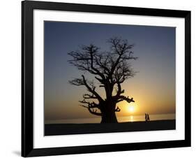 Baobab Tree and Couple Walking, Sine Saloum Delta, Senegal, West Africa, Africa-Robert Harding-Framed Photographic Print