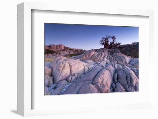 Baobab Tree at Dusk, Kubu Island, Botswana-Paul Souders-Framed Photographic Print