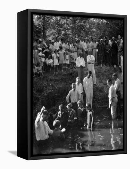 Baptism near Mineola Texas Photograph No.1 - Mineola, TX-Lantern Press-Framed Stretched Canvas