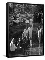 Baptism near Mineola Texas Photograph No.1 - Mineola, TX-Lantern Press-Framed Stretched Canvas