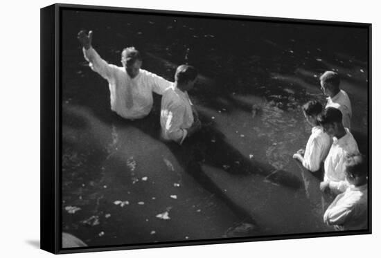 Baptism near Mineola Texas Photograph No.2 - Mineola, TX-Lantern Press-Framed Stretched Canvas