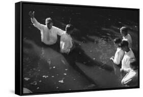 Baptism near Mineola Texas Photograph No.2 - Mineola, TX-Lantern Press-Framed Stretched Canvas