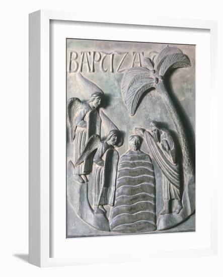 Baptism of Christ, Bronze Panels from St. Ranieri's Door, Circa 1180-Bonanno Pisano-Framed Giclee Print