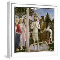 Baptism of Christ, Detail of Christ, John the Baptist and Angels, 1450-Piero della Francesca-Framed Giclee Print