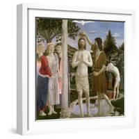 Baptism of Christ, Detail of Christ, John the Baptist and Angels, 1450-Piero della Francesca-Framed Giclee Print