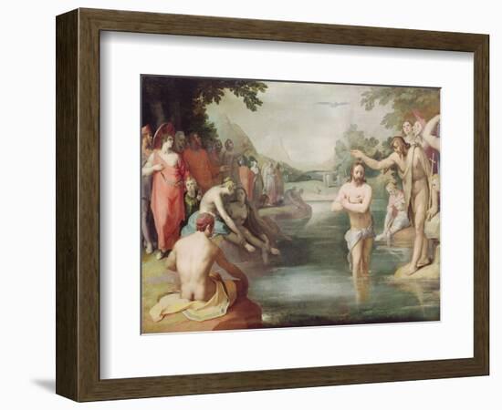 Baptism of Christ (Oil on Canvas)-Cornelis Cornelisz van Haarlem-Framed Giclee Print