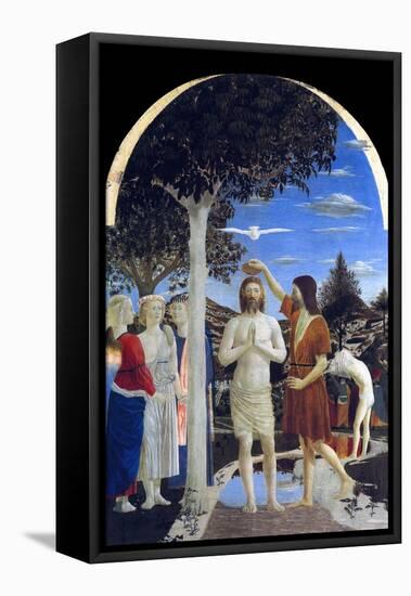 Baptism of Christ-Piero della Francesca-Framed Stretched Canvas