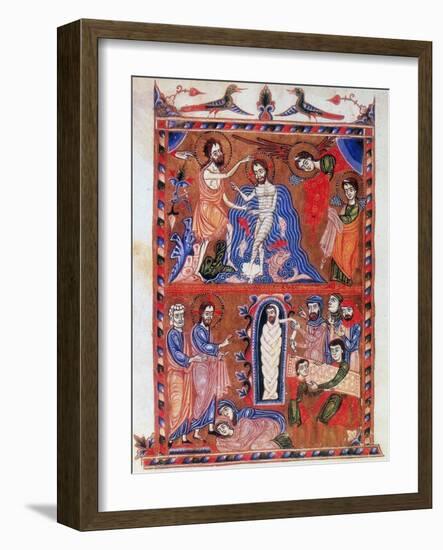 Baptism of Jesus and the Raising of Lazarus, 1336-Sargis Pidsak-Framed Giclee Print