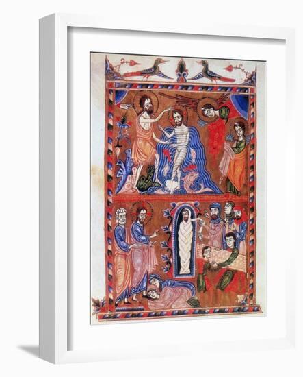 Baptism of Jesus and the Raising of Lazarus, 1336-Sargis Pidsak-Framed Giclee Print