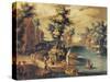 Baptism of Jesus, by Paul Bril-null-Stretched Canvas