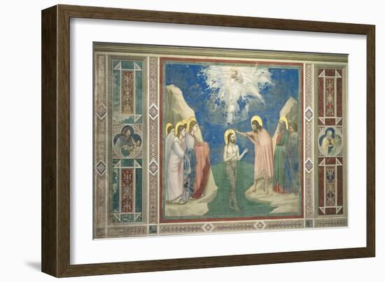 Baptism of Jesus Christ by John the Baptist-Giotto di Bondone-Framed Art Print