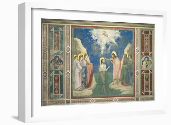 Baptism of Jesus Christ by John the Baptist-Giotto di Bondone-Framed Art Print