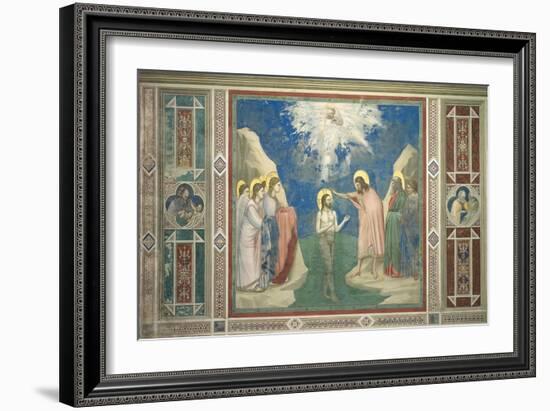 Baptism of Jesus Christ by John the Baptist-Giotto di Bondone-Framed Art Print