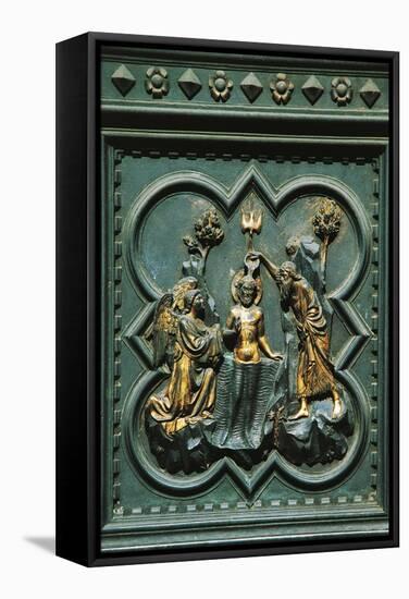 Baptism of Jesus, Tile Bronze-Andrea Pisano-Framed Stretched Canvas