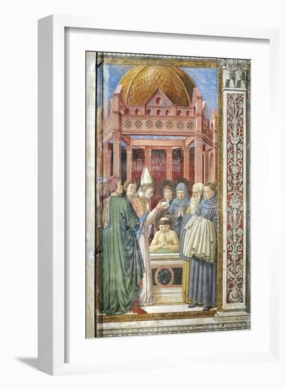 Baptism of St. Augustine, Detail from Stories of St. Augustine, 1465-Benozzo Gozzoli-Framed Giclee Print