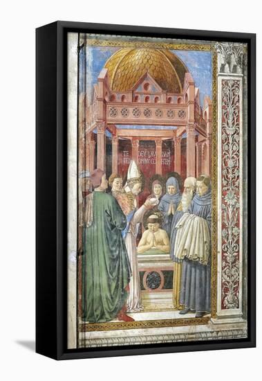 Baptism of St. Augustine, Detail from Stories of St. Augustine, 1465-Benozzo Gozzoli-Framed Stretched Canvas