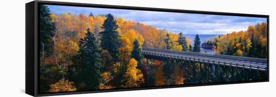 Baptism River into Lake Superior, Tettegouche State Park, Minnesota-null-Framed Stretched Canvas