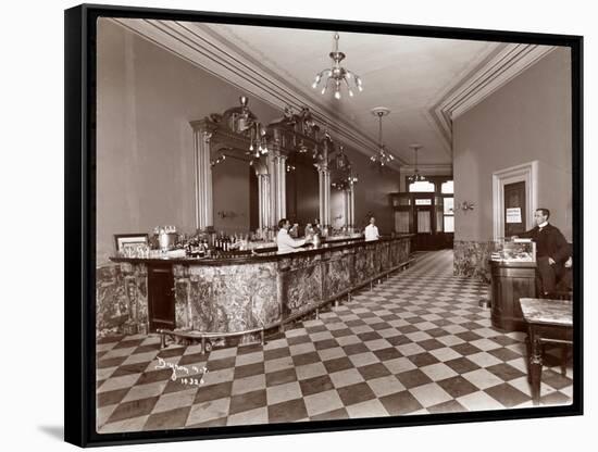 Bar at Gilsey House, Broadway and 29th Street, New York, 1900 or 1901-Byron Company-Framed Stretched Canvas