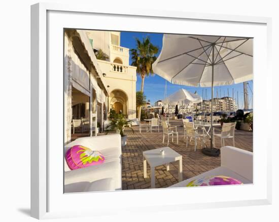 Bar at Queensway Quay Marina, Gibraltar, Mediterranean, Europe-Giles Bracher-Framed Photographic Print