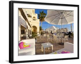 Bar at Queensway Quay Marina, Gibraltar, Mediterranean, Europe-Giles Bracher-Framed Photographic Print