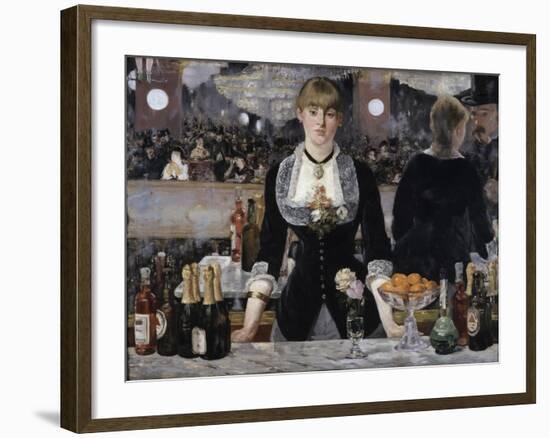 Bar at the Folies, Bergeres-Edouard Manet-Framed Premium Giclee Print