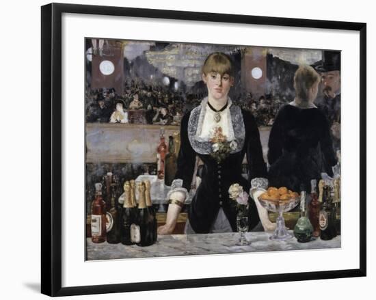 Bar at the Folies, Bergeres-Edouard Manet-Framed Premium Giclee Print