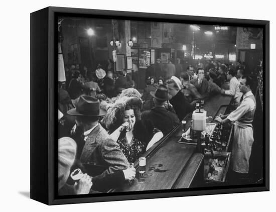 Bar Crammed with Patrons at Sammy's Bowery Follies-Alfred Eisenstaedt-Framed Stretched Canvas