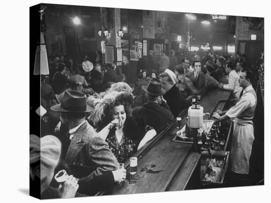 Bar Crammed with Patrons at Sammy's Bowery Follies-Alfred Eisenstaedt-Stretched Canvas