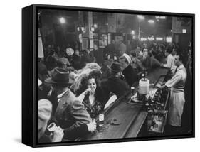 Bar Crammed with Patrons at Sammy's Bowery Follies-Alfred Eisenstaedt-Framed Stretched Canvas
