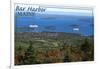 Bar Harbor, Maine - Aerial-Lantern Press-Framed Art Print