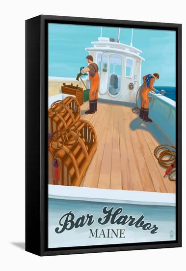 Bar Harbor, Maine - Lobster Boat-Lantern Press-Framed Stretched Canvas