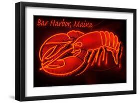 Bar Harbor, Maine - Lobster Neon-Lantern Press-Framed Art Print