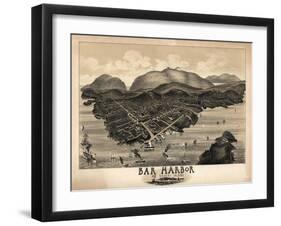Bar Harbor, Maine - Panoramic Map-Lantern Press-Framed Art Print