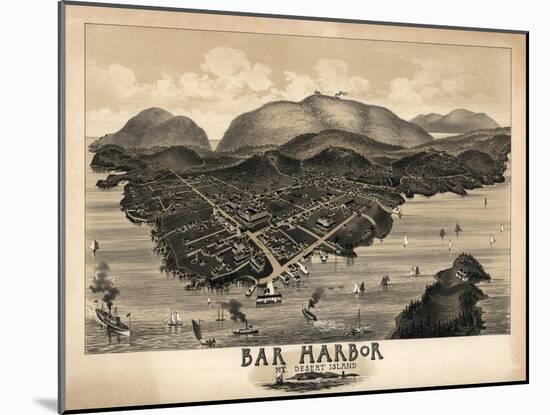 Bar Harbor, Maine - Panoramic Map-Lantern Press-Mounted Art Print