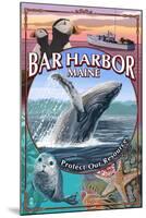 Bar Harbor, Maine - Wildlife Montage-Lantern Press-Mounted Art Print