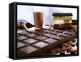 Bar of Chocolate with Cocoa, Cocoa Powder and Cocoa Beans-Peter Rees-Framed Stretched Canvas