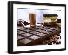 Bar of Chocolate with Cocoa, Cocoa Powder and Cocoa Beans-Peter Rees-Framed Photographic Print