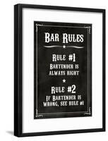 Bar Rules The Bartender is Always Right Sign Art Print Poster-null-Framed Poster