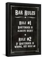 Bar Rules The Bartender is Always Right Sign Art Print Poster-null-Framed Poster