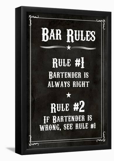 Bar Rules The Bartender is Always Right Sign Art Print Poster-null-Framed Poster