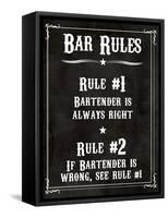 Bar Rules the Bartender is Always Right Sign Art Print Poster-null-Framed Stretched Canvas