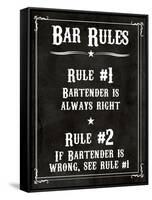 Bar Rules the Bartender is Always Right Sign Art Print Poster-null-Framed Stretched Canvas