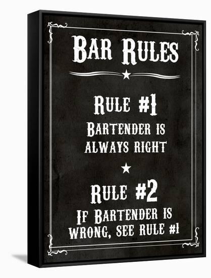 Bar Rules the Bartender is Always Right Sign Art Print Poster-null-Framed Stretched Canvas