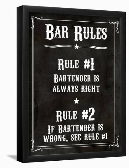 Bar Rules the Bartender is Always Right Sign Art Print Poster-null-Framed Poster