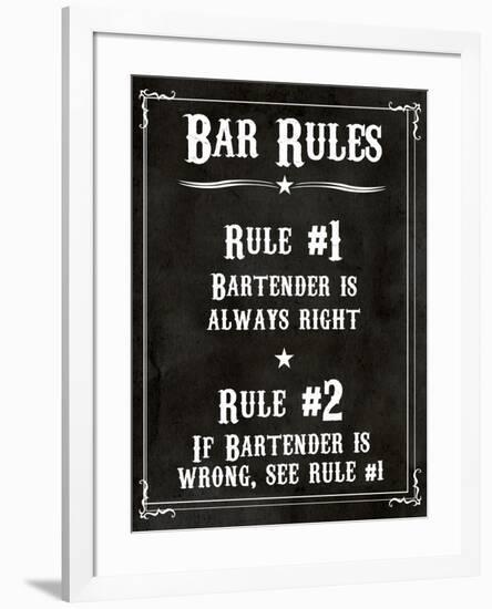 Bar Rules the Bartender is Always Right Sign Art Print Poster-null-Framed Poster