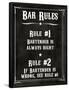 Bar Rules the Bartender is Always Right Sign Art Print Poster-null-Framed Poster