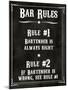 Bar Rules the Bartender is Always Right Sign Art Print Poster-null-Mounted Poster