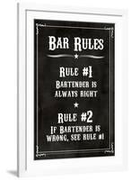 Bar Rules The Bartender is Always Right Sign-null-Framed Art Print