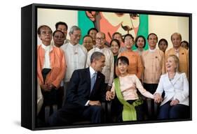 Barack Obama and Hillary Rodham Clinton with Aung San Suu Ky-null-Framed Stretched Canvas